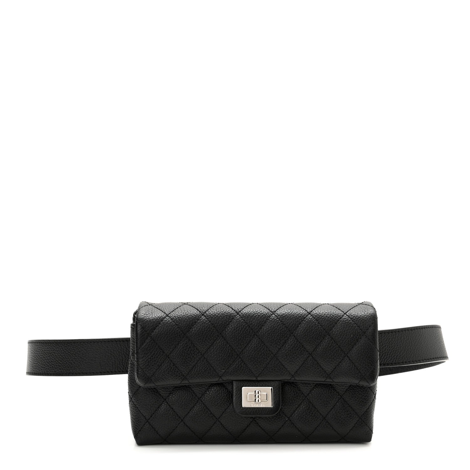Chanel Grained Calfskin Quilted 2.55 Reissue Flap Belt Bag Clutch Black 1 of 10