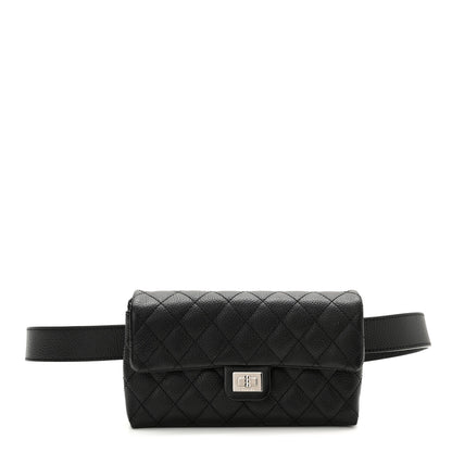 Chanel Grained Calfskin Quilted 2.55 Reissue Flap Belt Bag Clutch Black 1 of 10