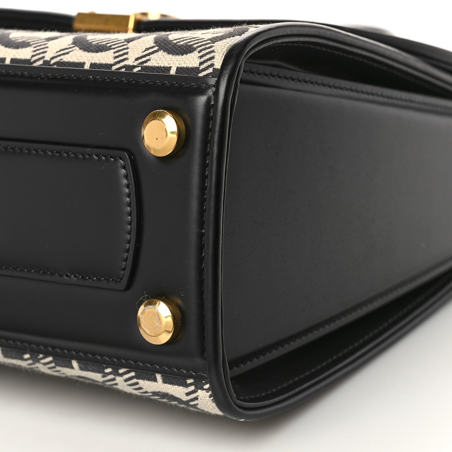 Salvatore Ferragamo Canvas Calfskin Gancini Small Boxyz Black Beige 7 of 7