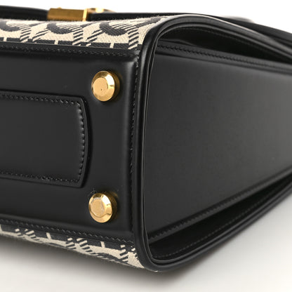 Salvatore Ferragamo Canvas Calfskin Gancini Small Boxyz Black Beige 7 of 7