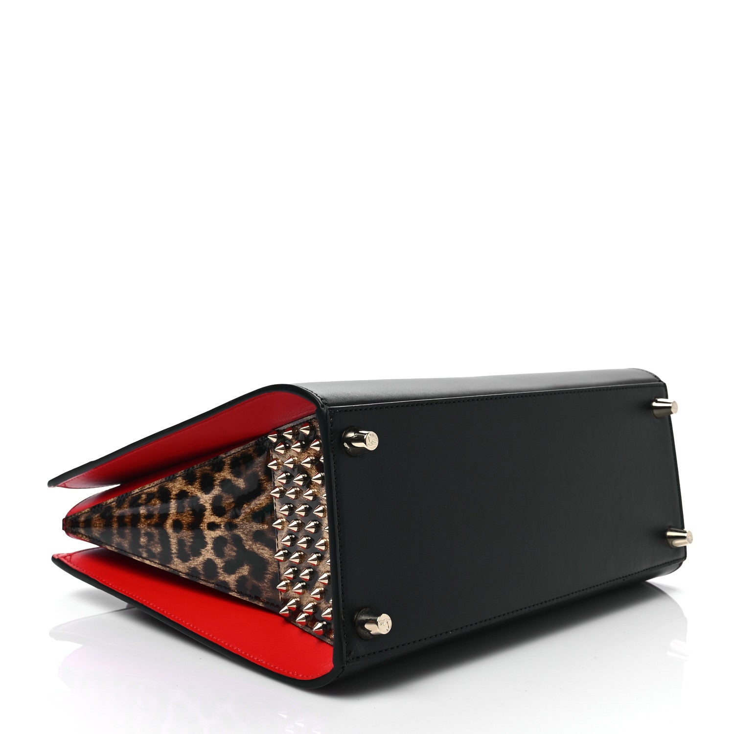Christian Louboutin Calfskin Patent Leopard Spiked Medium Paloma Black 4 of 7
