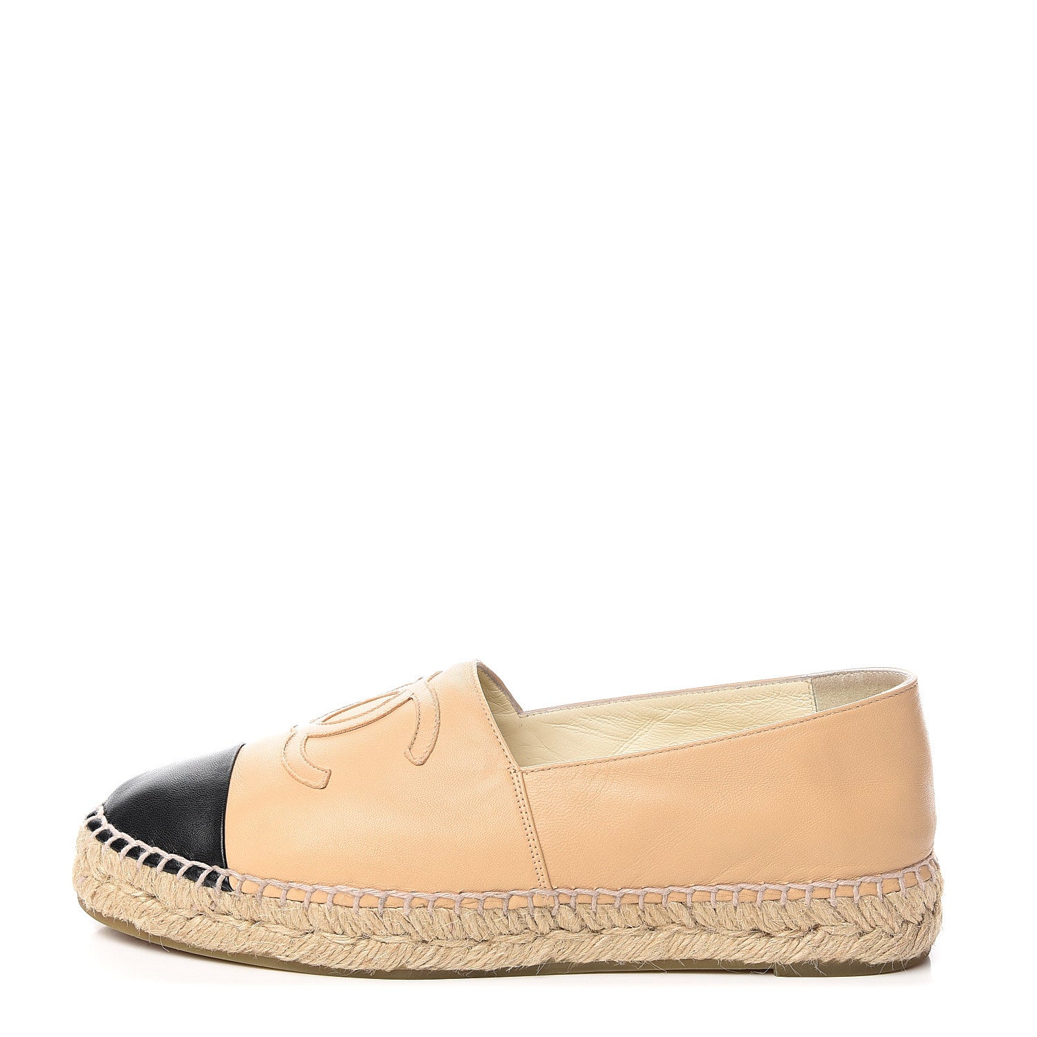 Chanel Lambskin CC Espadrilles 38 Beige Black 1 of 13