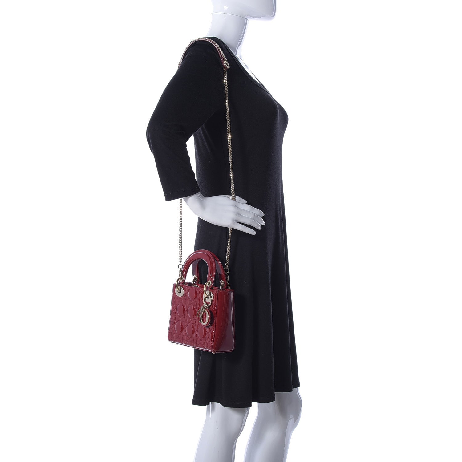 Christian Dior Patent Cannage Mini Lady Dior Red 2 of 10