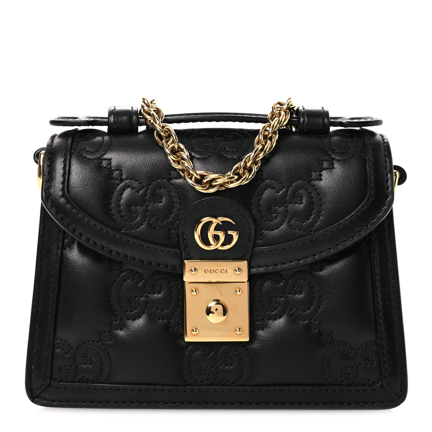 Gucci Calfskin GG Matelasse Mini Top Handle Shoulder Bag Black 1 of 10