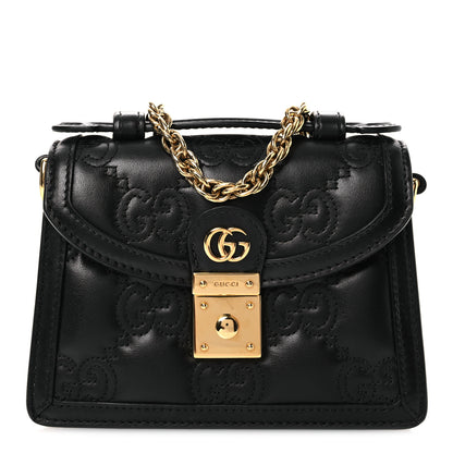 Gucci Calfskin GG Matelasse Mini Top Handle Shoulder Bag Black 1 of 10