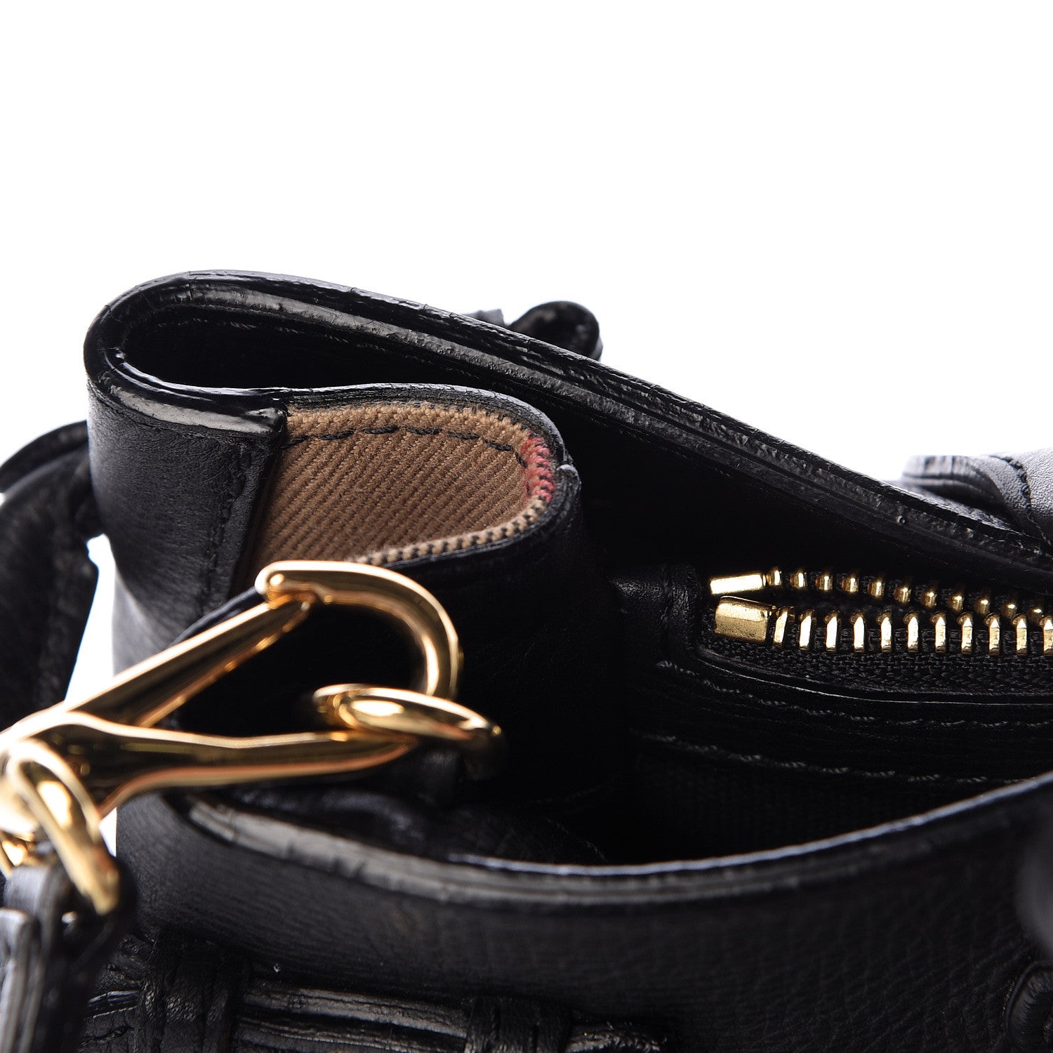 Burberry Grainy Calfskin House Check Medium Banner Tote Black 7 of 13