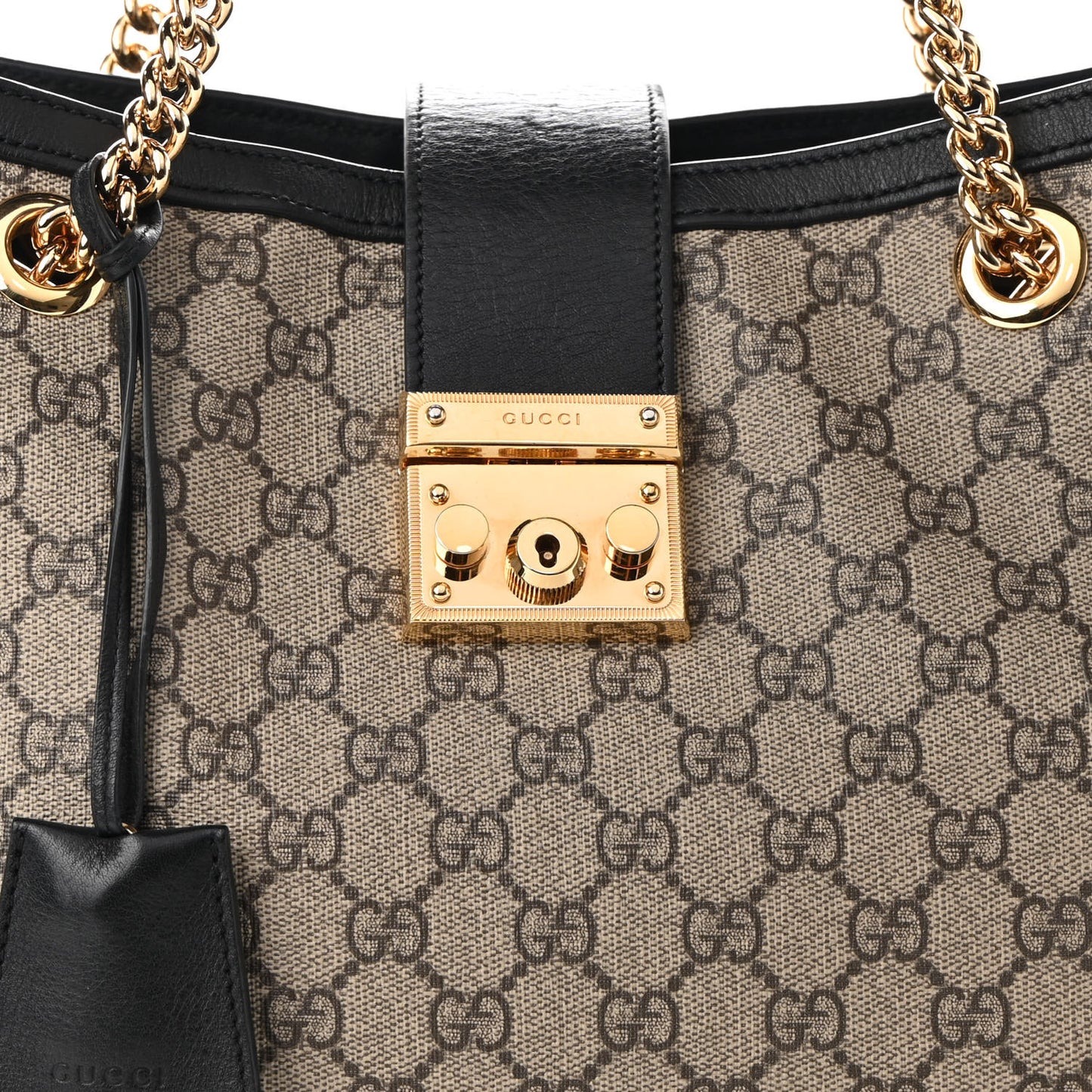 GG Supreme Monogram Medium Padlock Tote Black