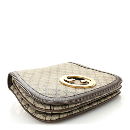 Gucci GG Supreme Monogram Textured Dollar Calfskin Web Medium Blondie Top Handle Shoulder Flap Bag Beige Ebony New Acero 4 of 11