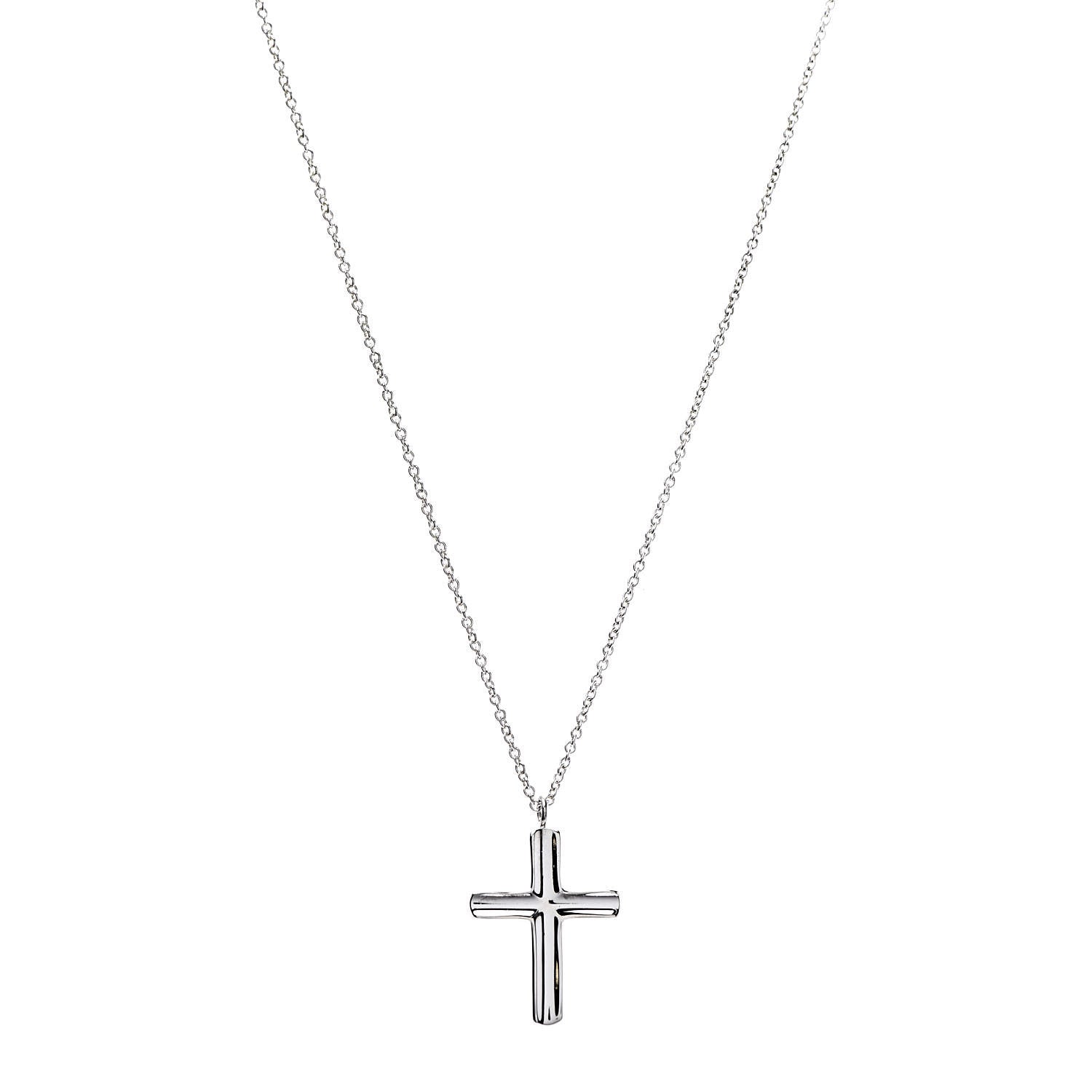 Tiffany Sterling Silver Concave Cross Pendant Necklace 1 of 6