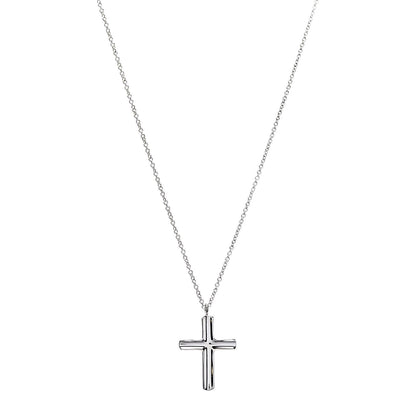 Tiffany Sterling Silver Concave Cross Pendant Necklace 1 of 6