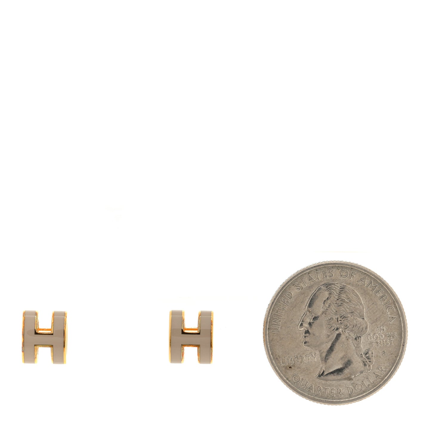 Gold Lacquered Mini Pop H Earrings Marron Glace