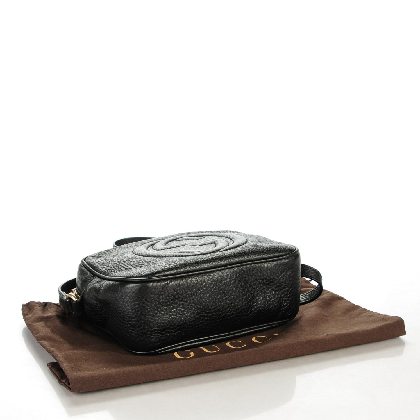 Pebbled Calfskin Small Soho Disco Bag Black