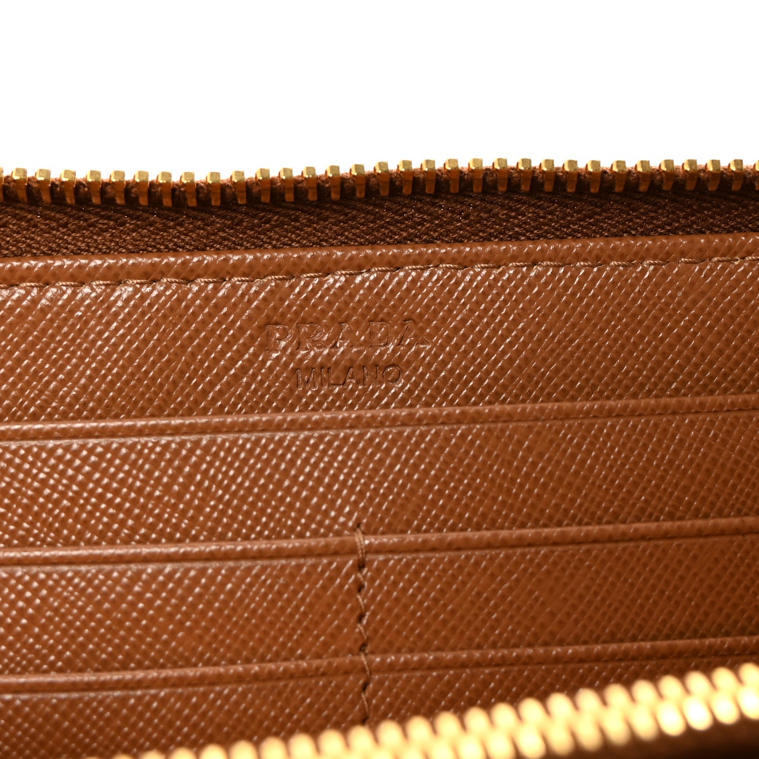 Prada Saffiano Zip Around Wallet Caramel 6 of 8