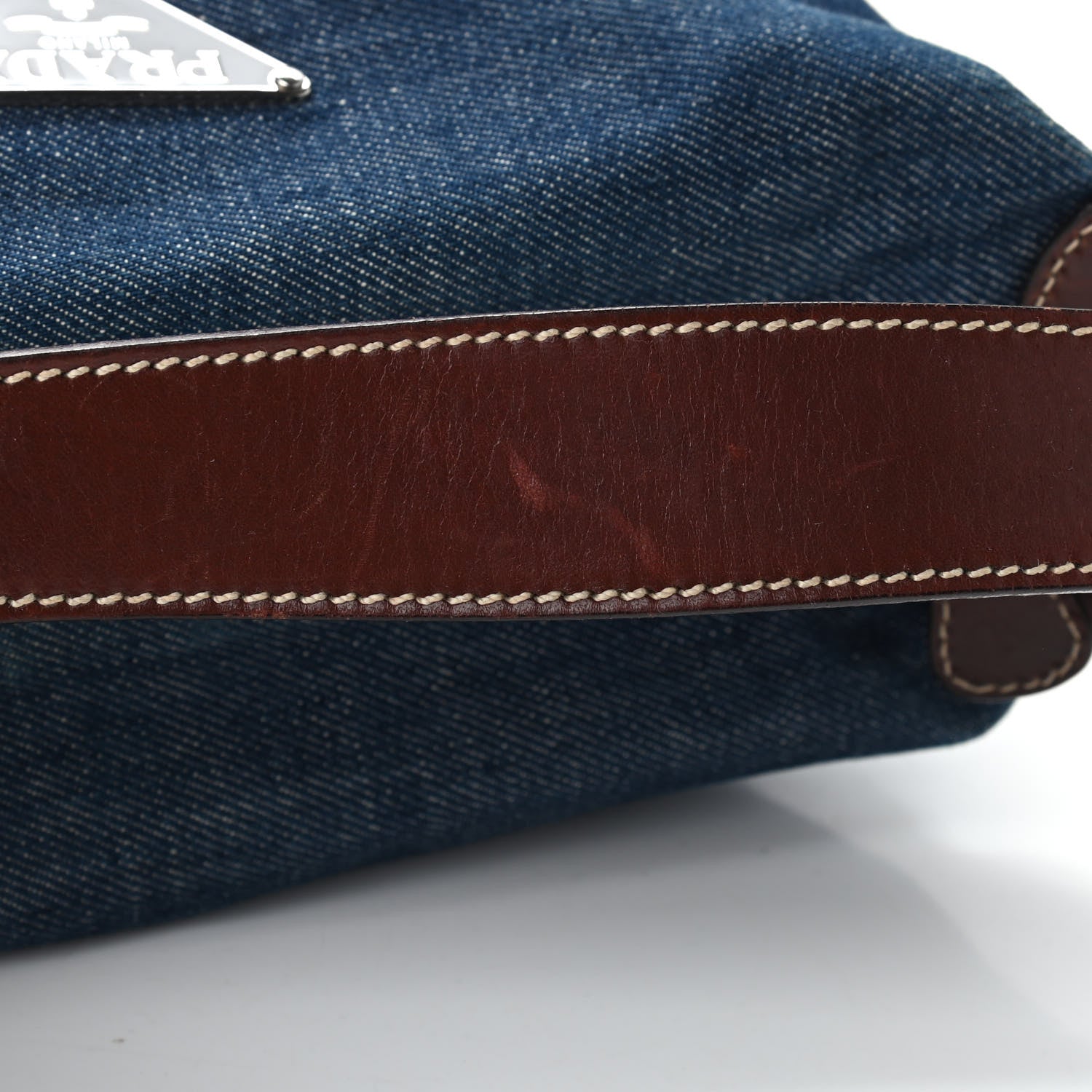 Prada Denim Shoulder Bag Bleu 4 of 14