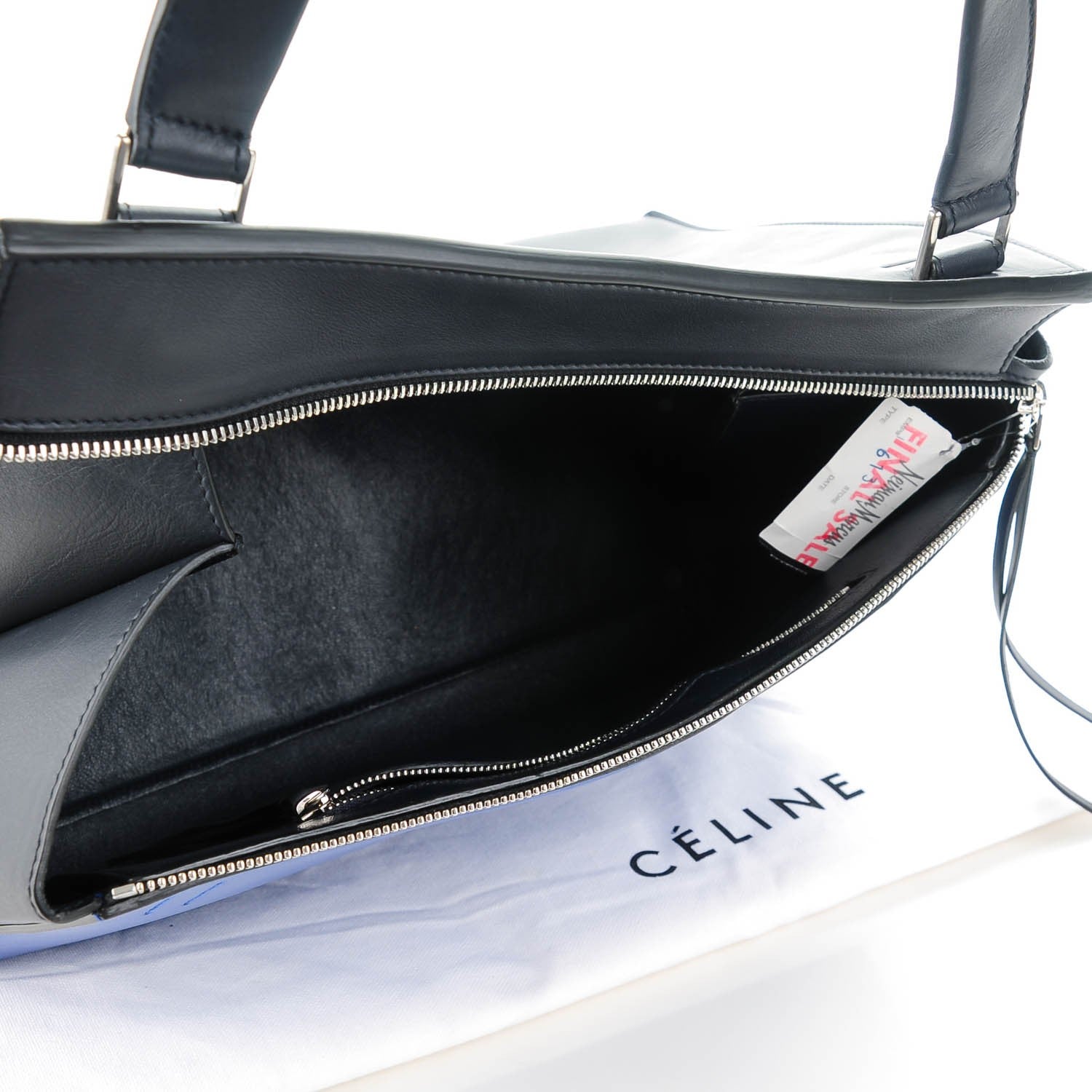 Celine Grained Calfskin Medium Bi-Color Edge Shoulder Bag Indigo Black 5 of 8