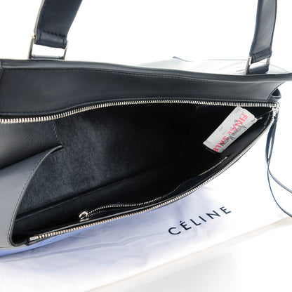 Celine Grained Calfskin Medium Bi-Color Edge Shoulder Bag Indigo Black 5 of 8