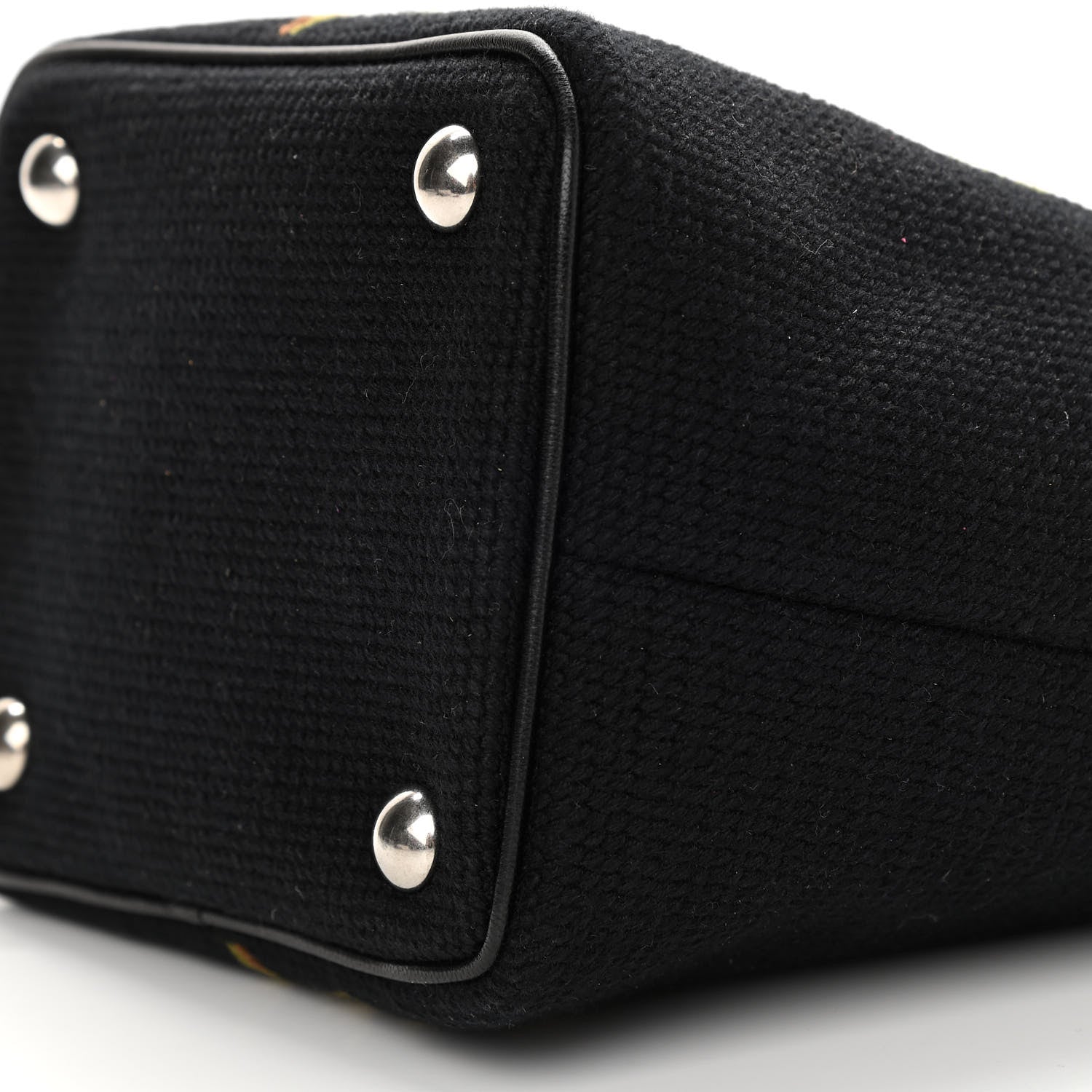Saint Laurent Woven Wool Embroidered Baby Emmanuelle Bucket Bag Black 9 of 9