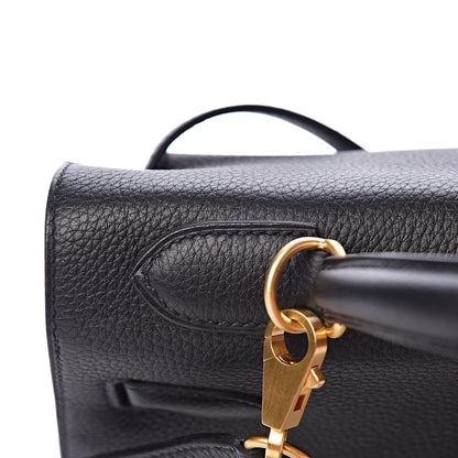 Hermes Togo Kelly Horseshoe Sellier 32 Black Vert Fonce 19 of 41