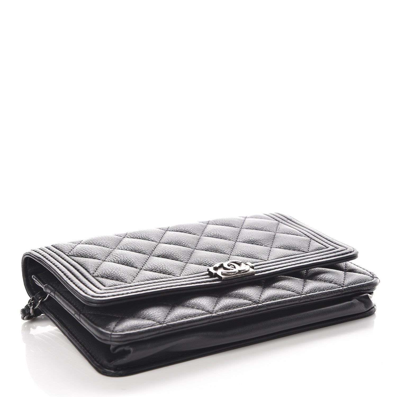 Chanel Calfskin Quilted Boy Wallet On Chain WOC Black 4 of 15