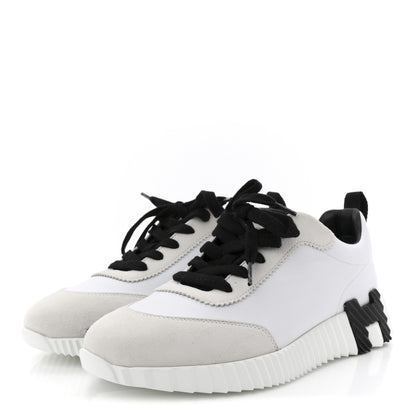 Hermes Sport Goatskin Suede Goatskin Bouncing Sneakers 38.5 White Black 4 of 9