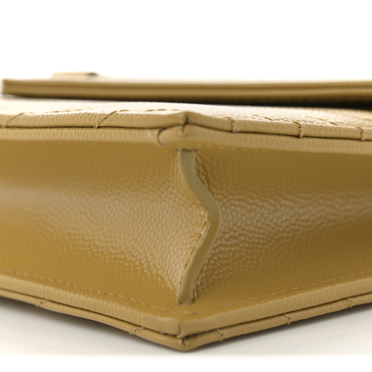 Grain De Poudre Matelasse Chevron Monogram Envelope Chain Wallet Light Chartreuse