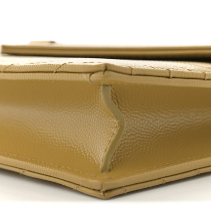 Saint Laurent Grain De Poudre Matelasse Chevron Monogram Envelope Chain Wallet Light Chartreuse 9 of 10
