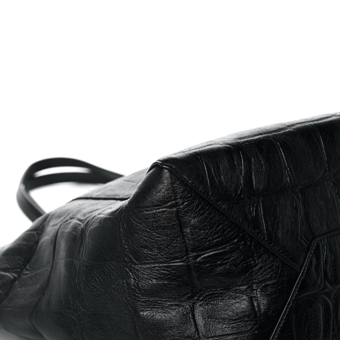 Crocodile Embossed Calfskin Medium Belt Cabas Phantom Black