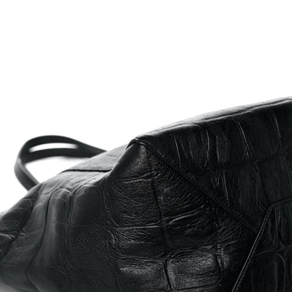 Celine Crocodile Embossed Calfskin Medium Belt Cabas Phantom Black 10 of 11