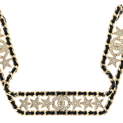 Chanel Lambskin Strass Crystal CC Star Choker Necklace Gold 1 of 5
