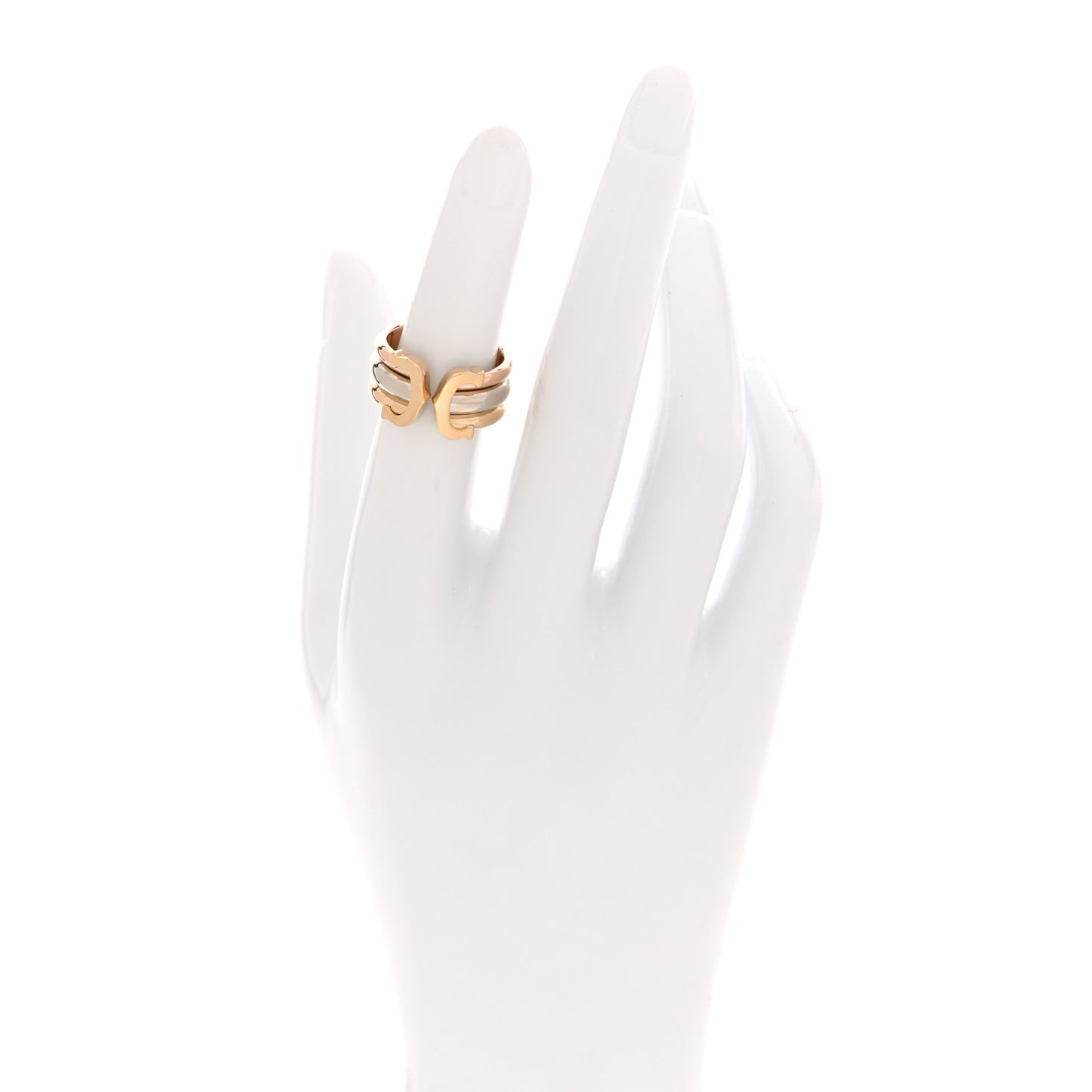 18K Pink Yellow White Gold 8mm C De Cartier Ring 50 5.5