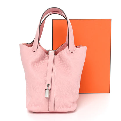 Hermes Taurillon Clemence Picotin Lock 18 PM  Rose Sakura 11 of 11