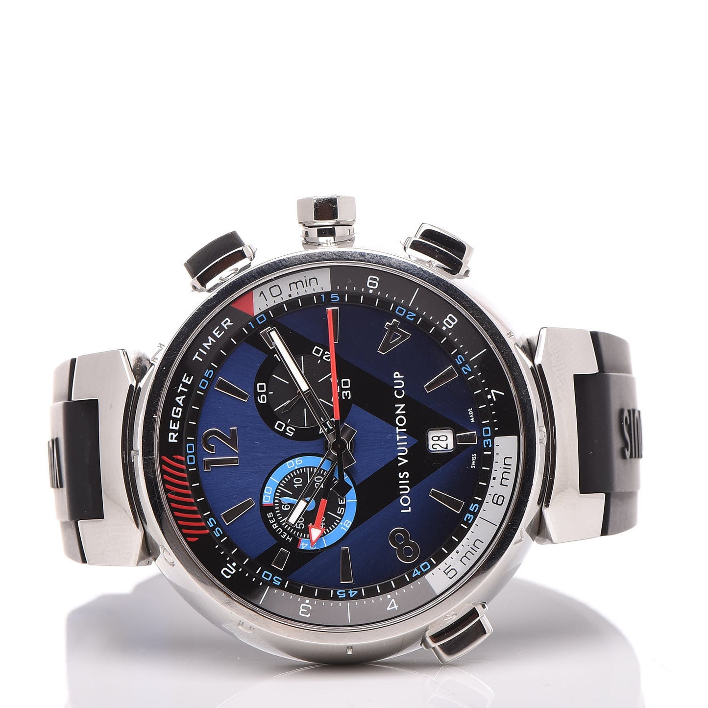 Stainless Steel Rubber 44mm Tambour Regatta Quartz Watch Blue
