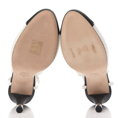 Chanel Grosgrain Cap Toe CC Slingback Pumps 41 Black Cream 5 of 11