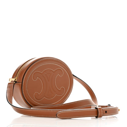 Celine Smooth Calfskin Cuir Small Triomphe Oval Crossbody Purse Tan 2 of 11