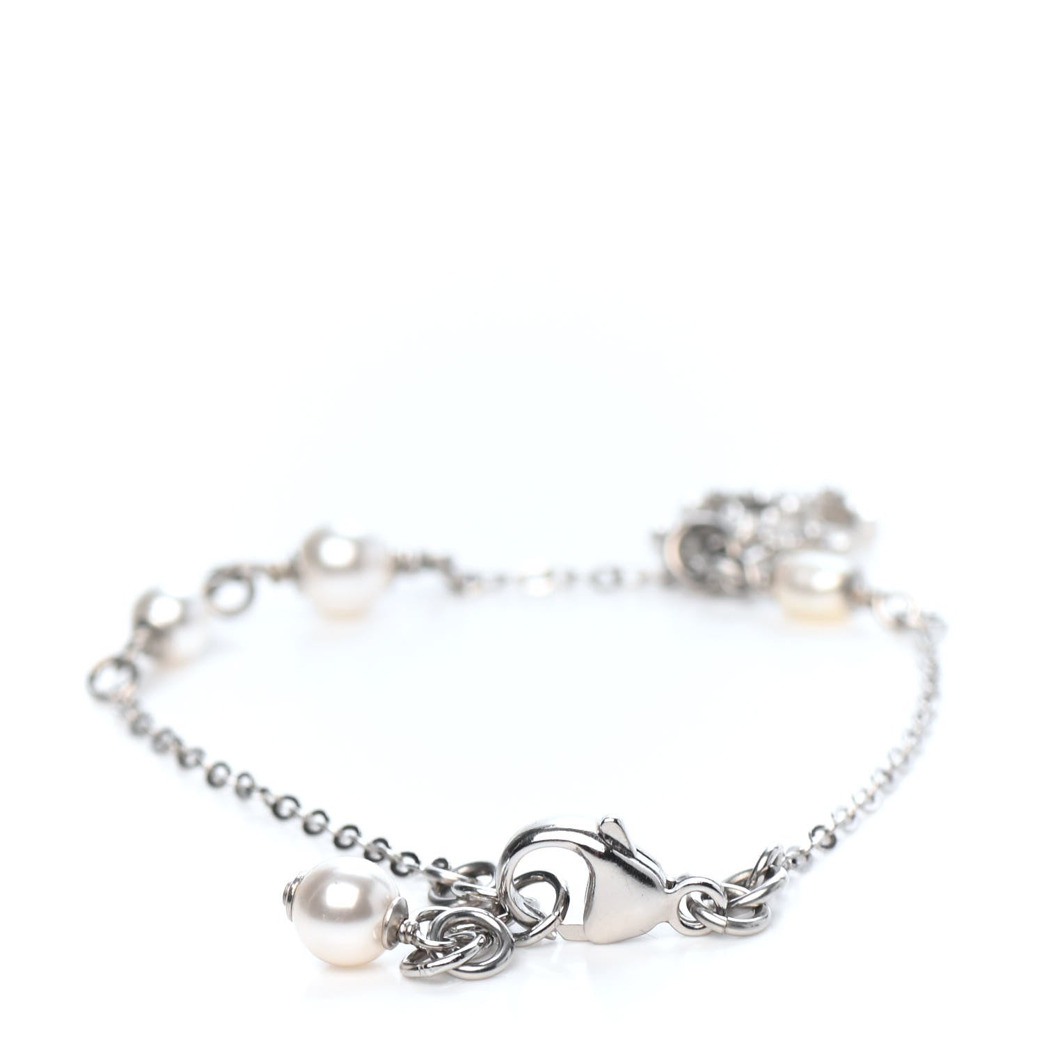 Chanel Pearl Crystal CC Bracelet Silver 2 of 3