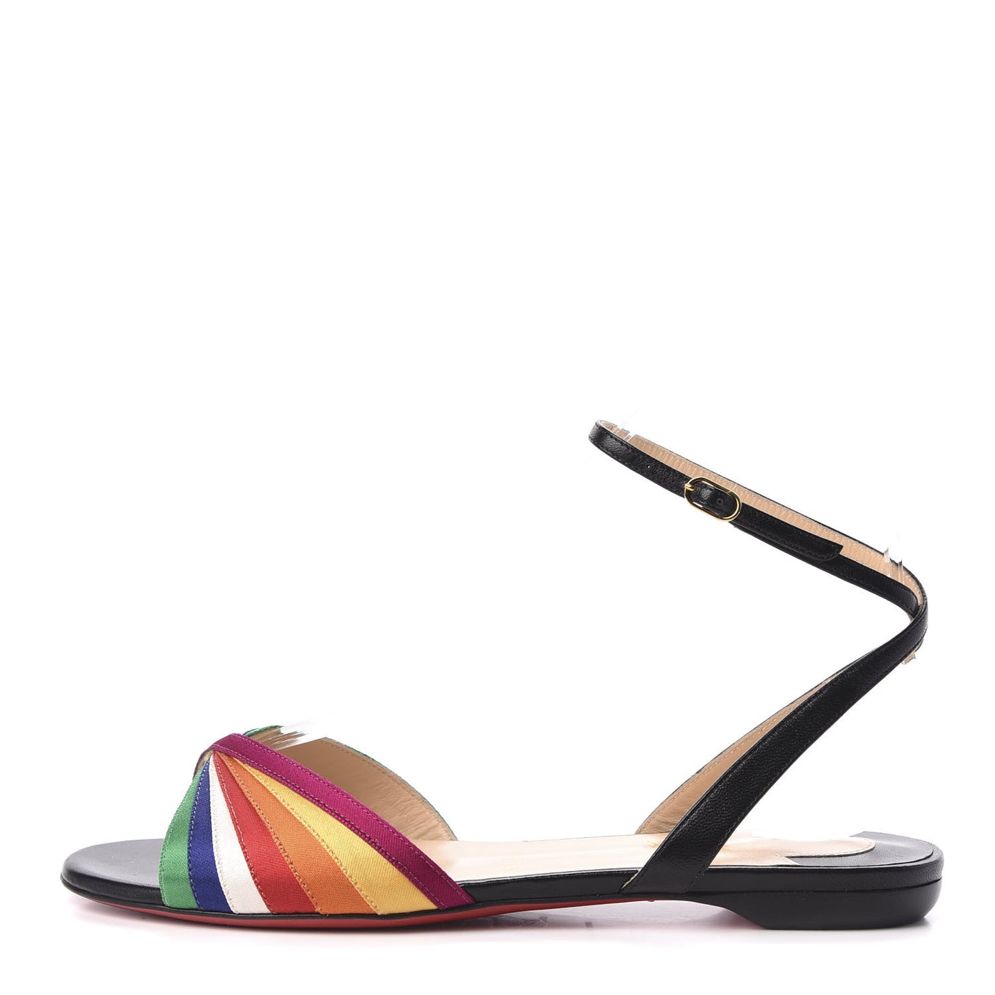 Shiny Nappa Naseeba Flat Sandals 37 Black Multicolor