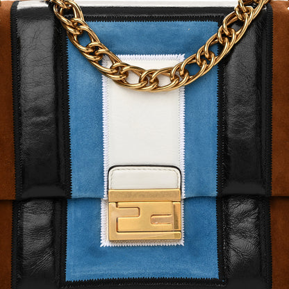 Fendi Agnello Old Shine Chamois F is Fendi Embossed Kan U Shoulder Bag White Nebula Multicolor 8 of 13