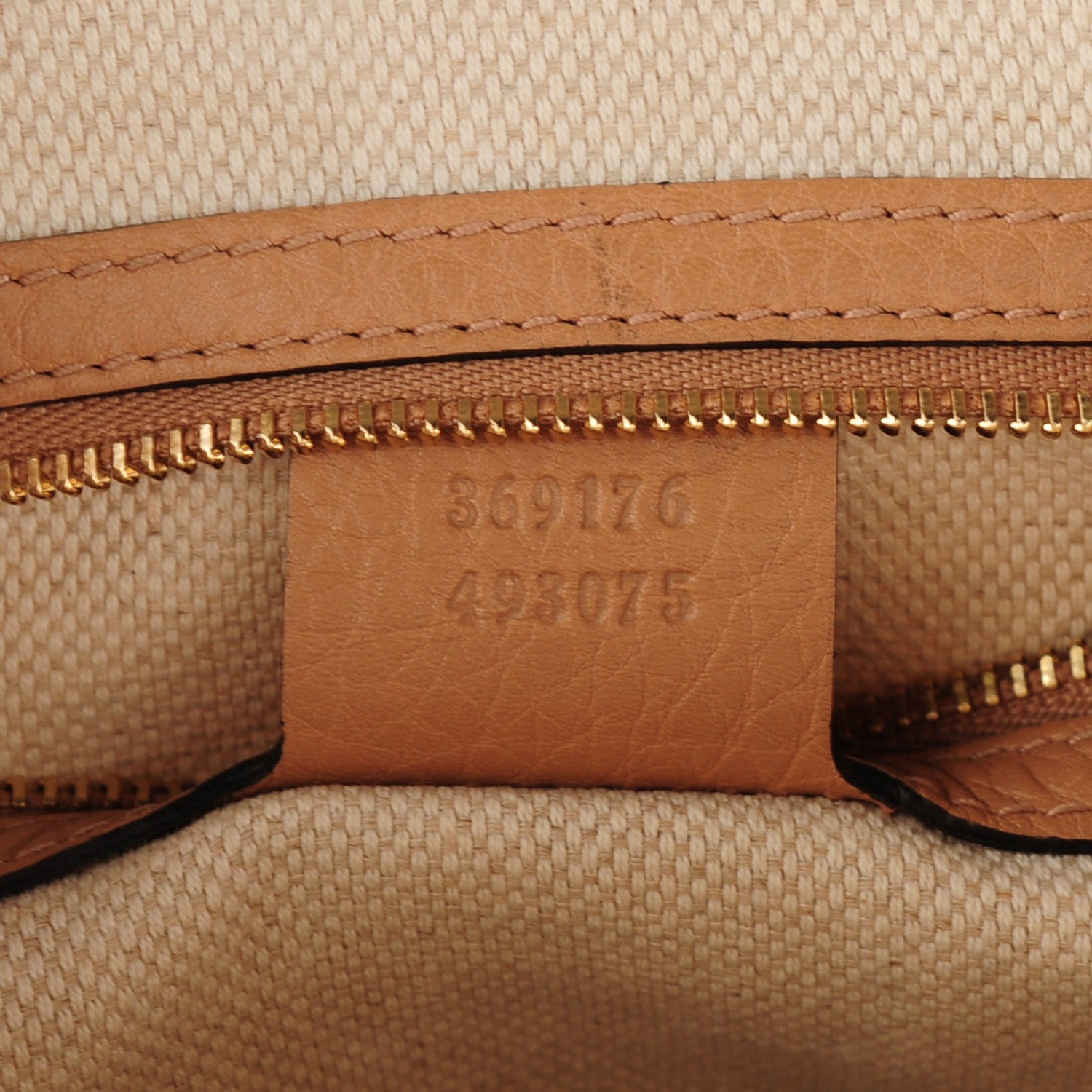 Gucci Canvas Pebbled Calfskin Small Soho Top Handle Bag Natural Rose Beige 7 of 7