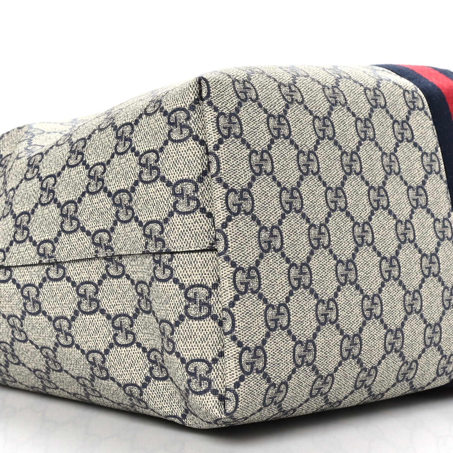 Gucci GG Supreme Monogram Textured Calfskin Web Medium Ophidia Shopping Tote Beige Blue 8 of 9
