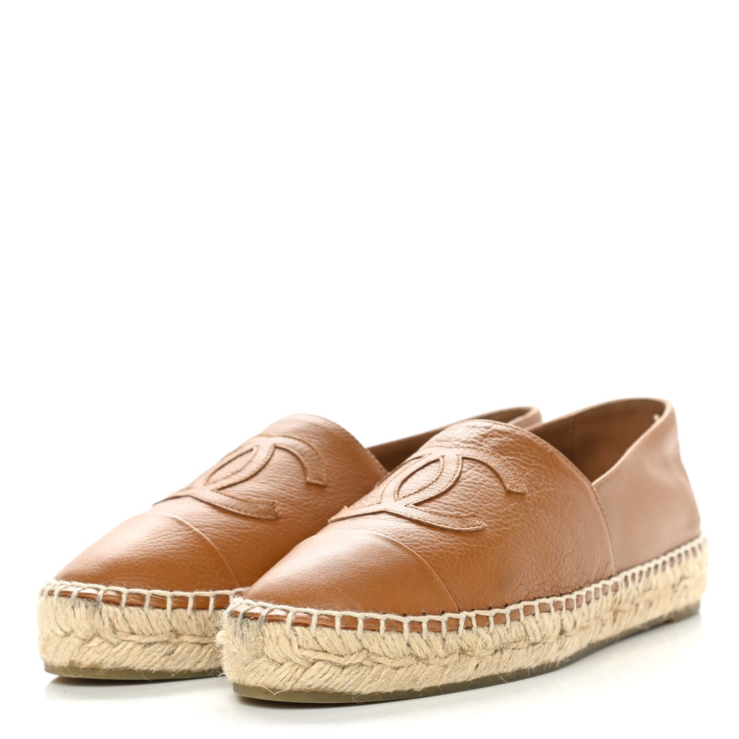 Calfskin CC Espadrilles 36 Light Brown