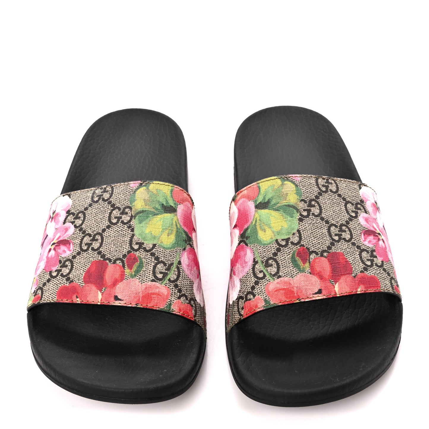 GG Supreme Monogram Blooms Slide Sandals 38 Beige Multicolor