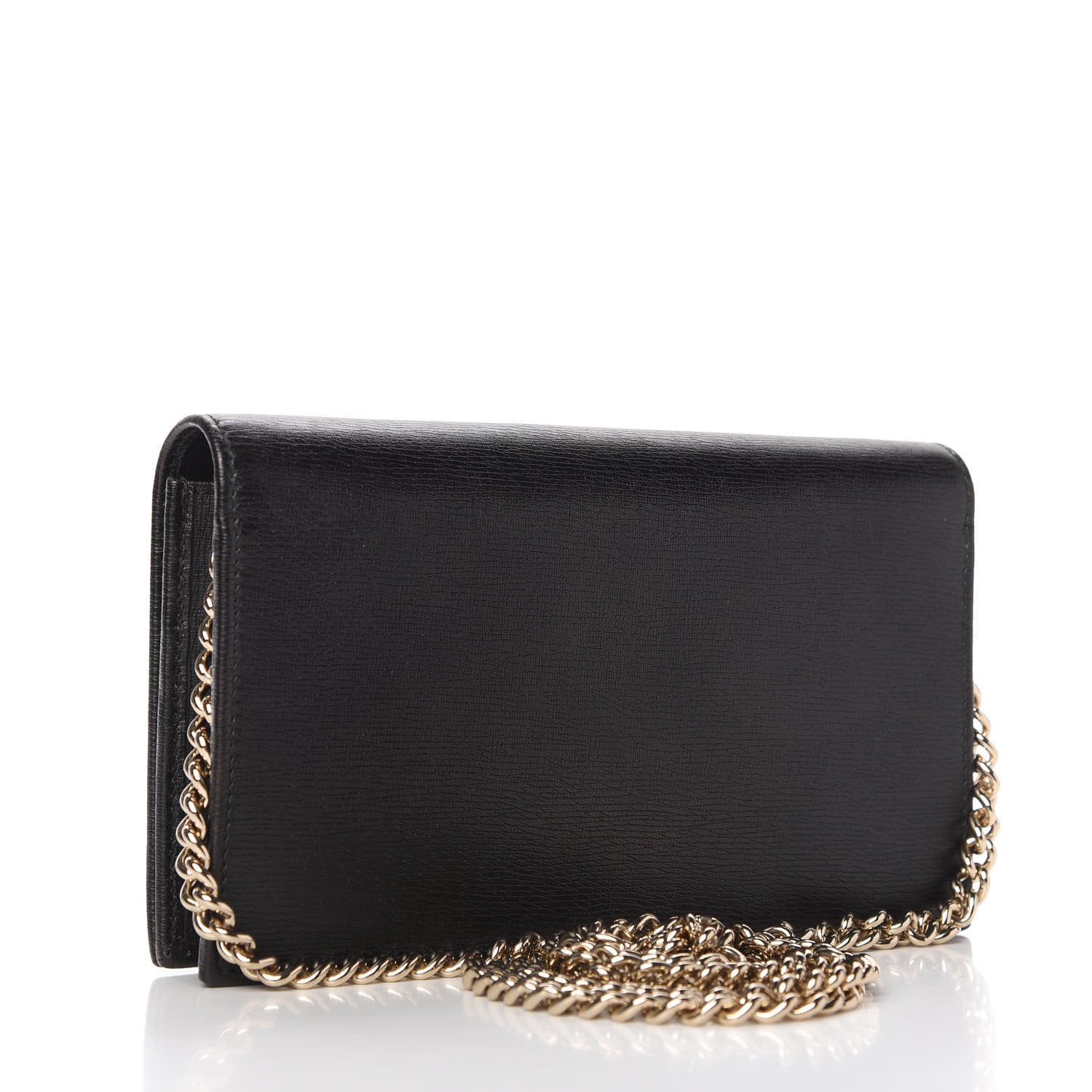 Gucci Textured Calfskin Medium Betty Chain Wallet Black 3 of 10