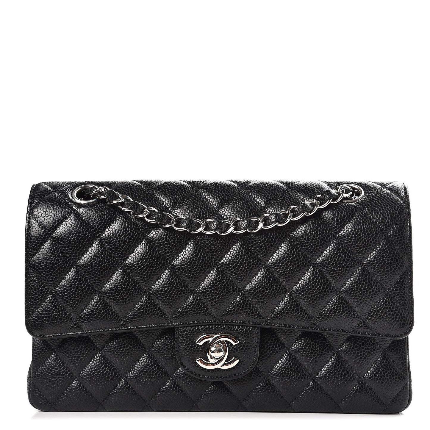 Caviar Quilted Medium Double Flap Black