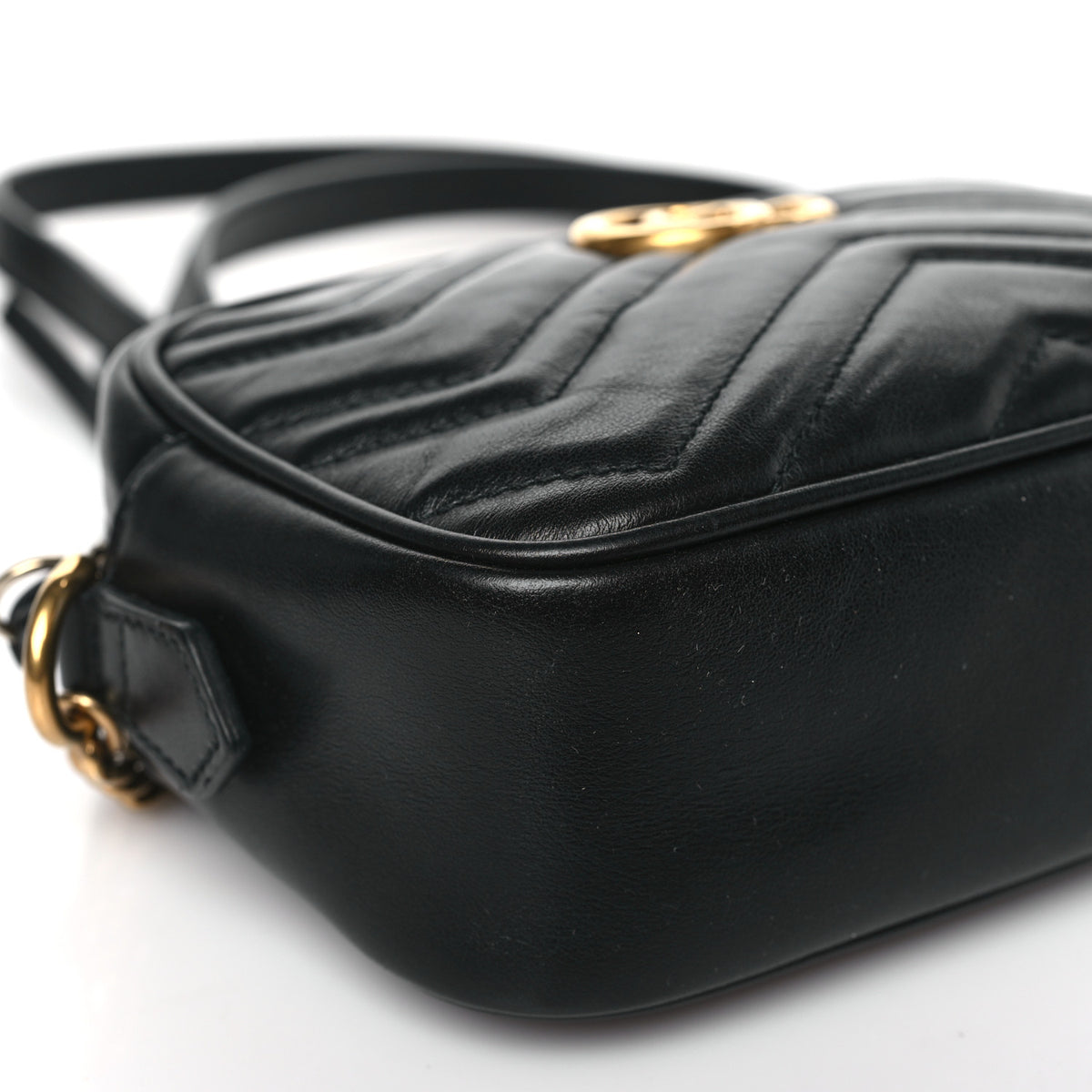 Calfskin Matelasse Mini GG Marmont Chain Shoulder Bag Black