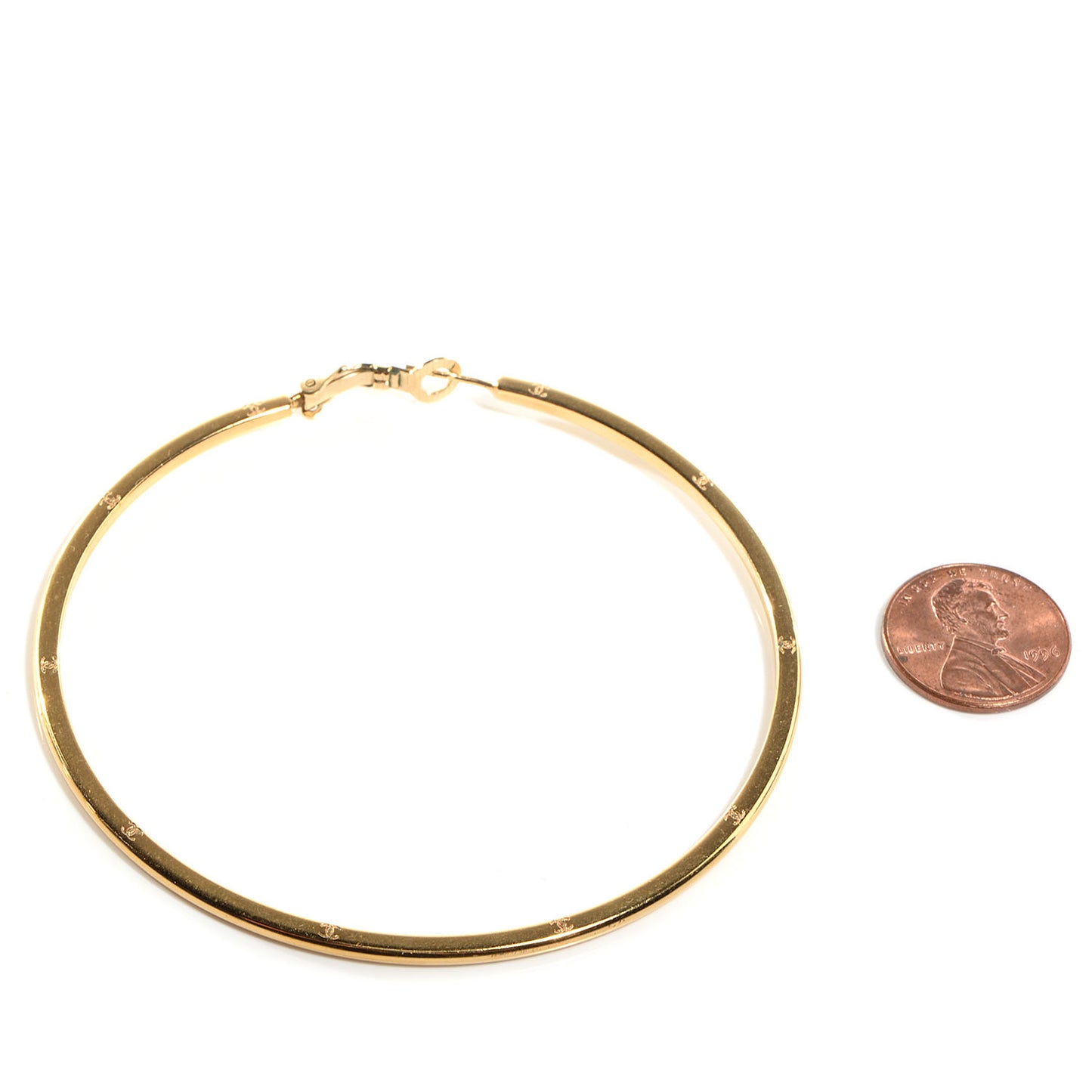 Large CC Hoop Earrings Gold