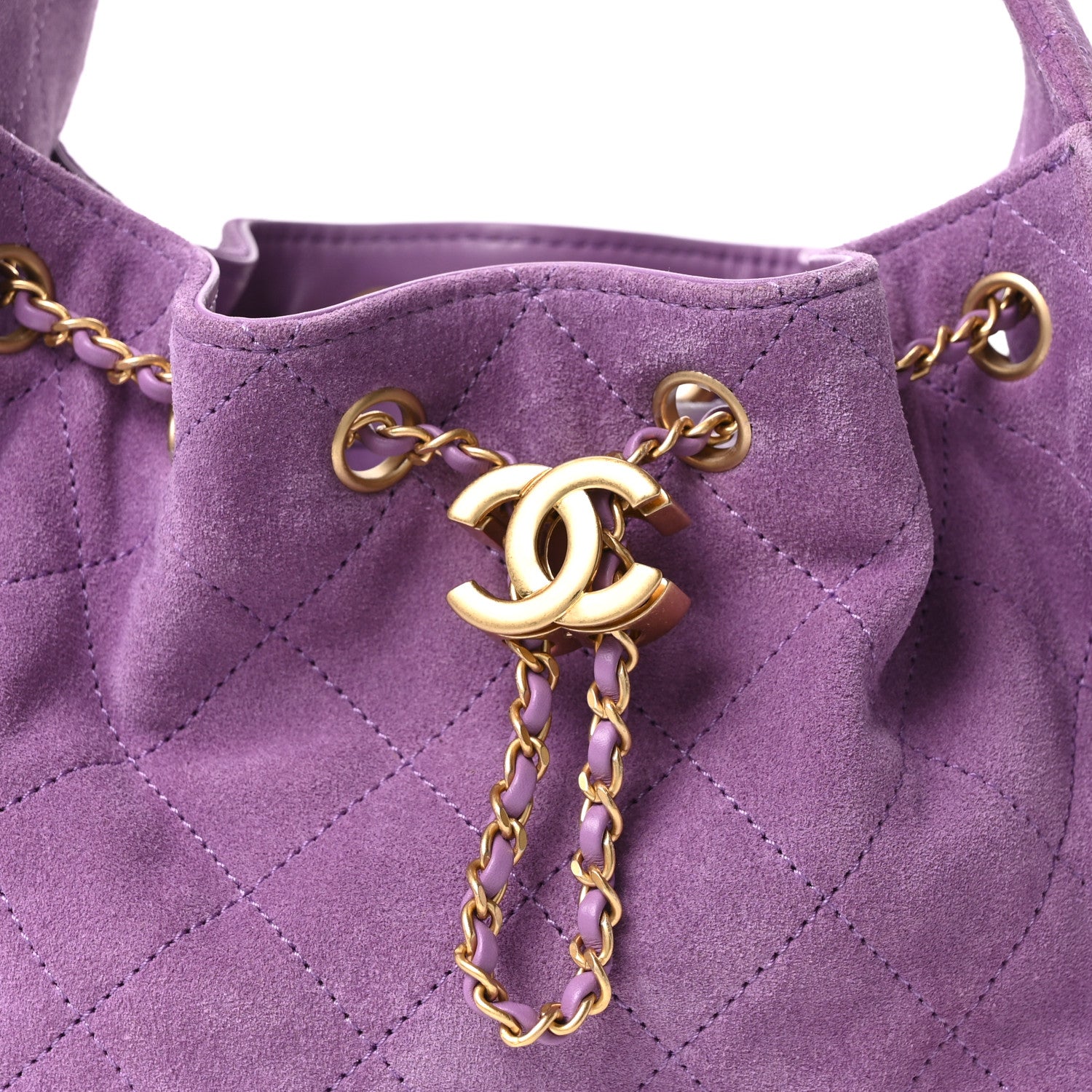 Chanel Suede Quilted Mini Chanel 25 Handbag Purple 7 of 10