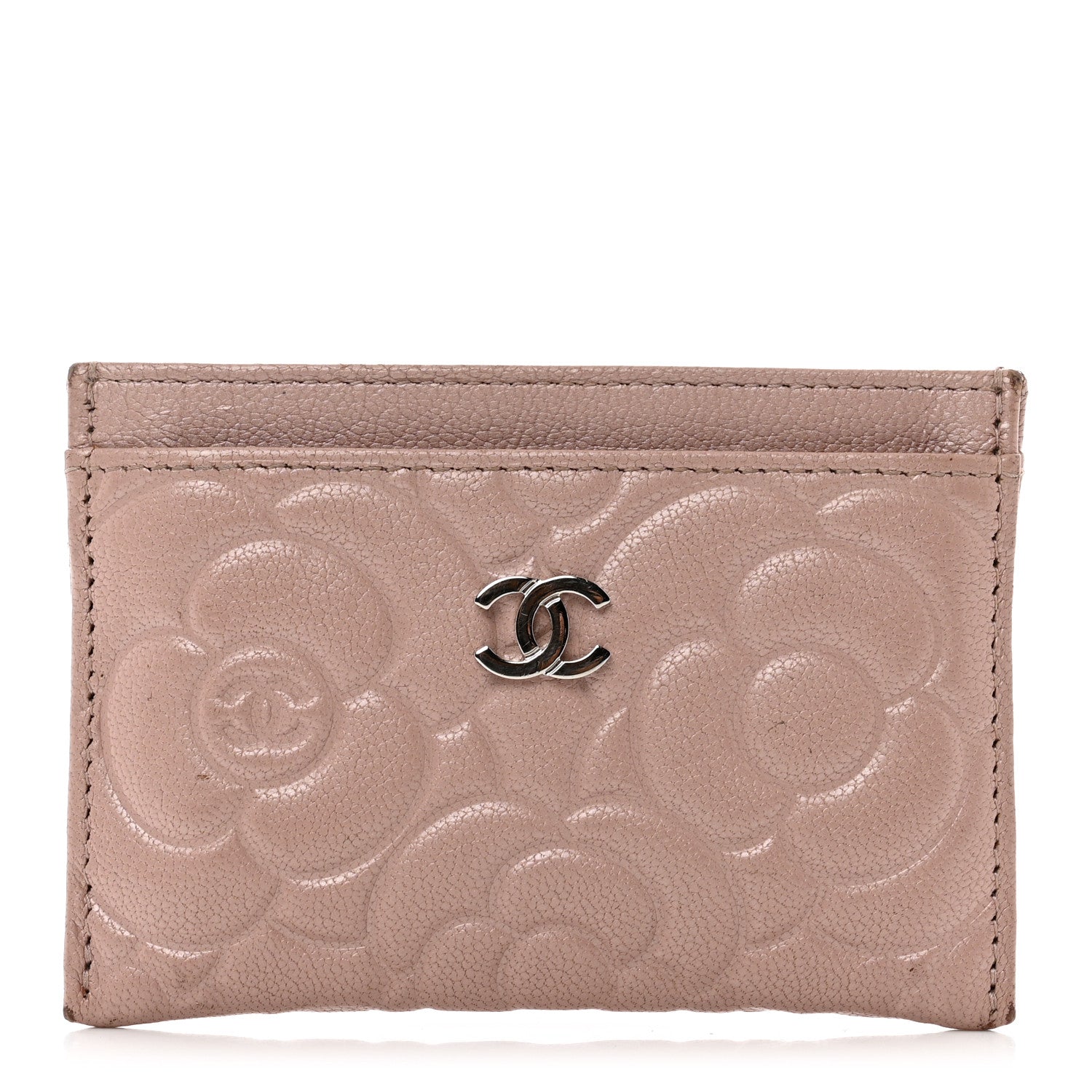 Chanel Goatskin Camellia Embossed Card Holder Light Pink 1 of 8