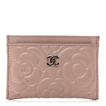 Chanel Goatskin Camellia Embossed Card Holder Light Pink 1 of 8