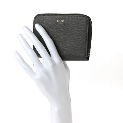Celine Grained Calfskin Compact Zipped Wallet Grey 2 of 10