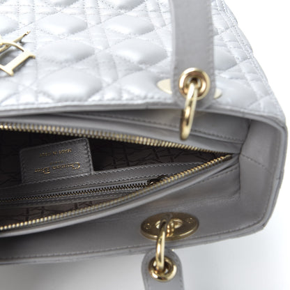 Christian Dior Pearly Lambskin Cannage Medium Lady Dior Grey 4 of 9